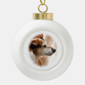 JACK RUSSELL TERRIER DOG KERAMISCHE BAL ORNAMENT (Voorkant)