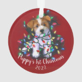 Jack Russell Terrier Dog & kerstboomverlichting Ornament (achterkant)