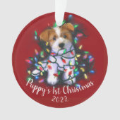 Jack Russell Terrier Dog & kerstboomverlichting Ornament (voorkant)