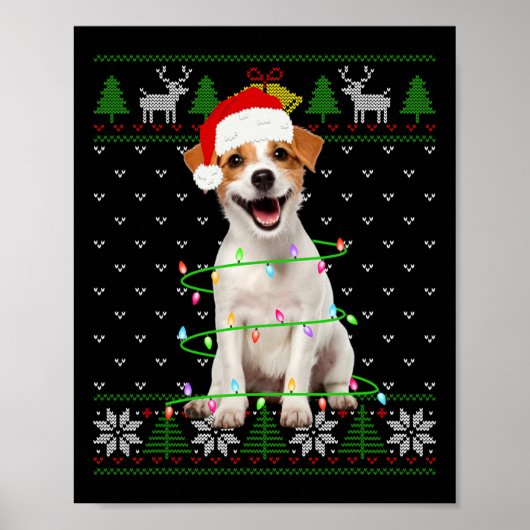 Jack Russell Terrier Dog kerstboomverlichting Poster (Voorkant)