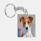 Jack Russell Terrier | Dog Painting Pet Sleutelhanger (Voorkant Links)