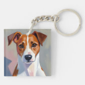 Jack Russell Terrier | Dog Painting Pet Sleutelhanger (Achterkant)
