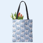 Jack Russell Terrier Dog Pattern Blue Tote Bag<br><div class="desc">Een schattig maar pittig Jack Russell Terrier-hondenpatroon op een blauwe achtergrond. Deze mooie kleine jongen worden ook Parson Russell Terriers genoemd. Originele kunst van Nic Squirrell.</div>