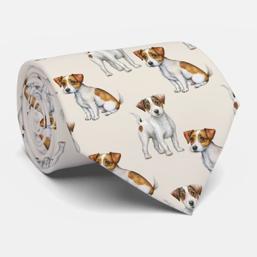 Jack Russell Terrier Dog Pattern Stropdas (Opgerold)