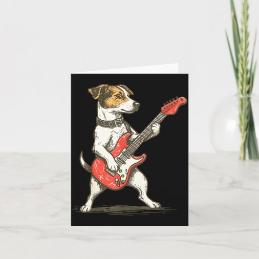 Jack Russell Terrier Dog Playing Guitar Rocker Gui Kaart (Voorkant)