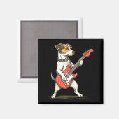 Jack Russell Terrier Dog Playing Guitar Rocker Gui Magneet (Voorkant / Achterkant)