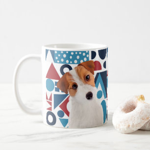 Jack Russell Terrier Dog Red en Blue Geometric Koffiemok