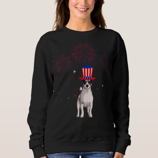 Jack Russell Terrier Dog Red White Blue Fireworks  Trui (Voorkant)