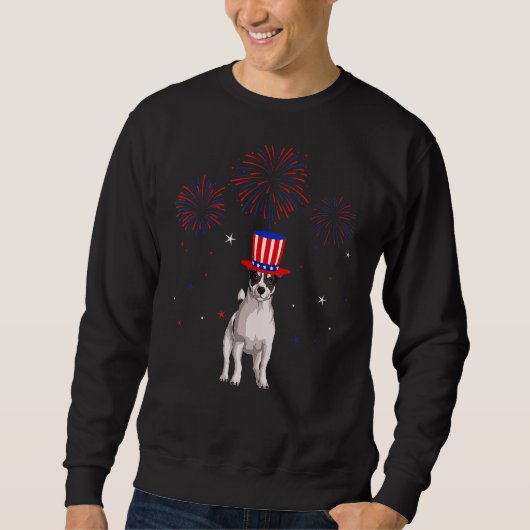 Jack Russell Terrier Dog Red White Blue Fireworks Trui (Voorkant)