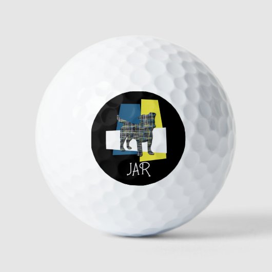 Jack Russell Terrier Dog Silhouette Mono TriGrid Golfballen (Voorkant)