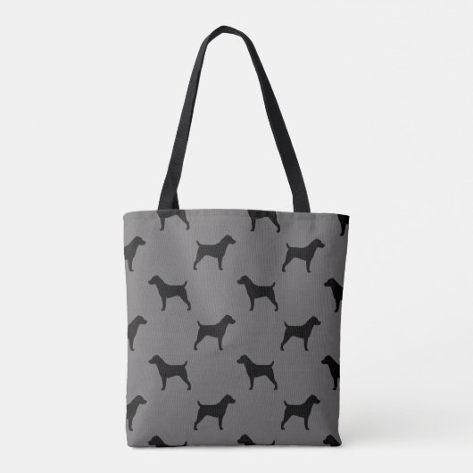 Jack Russell Terrier Dog Silhouettes Patterned Tote Bag (Achterkant)