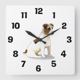 Jack Russell Terrier Dog Sitting Vierkante Klok