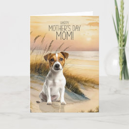 Jack Russell Terrier Dog Sunset Beach Mother's Day Feestdagen Kaart