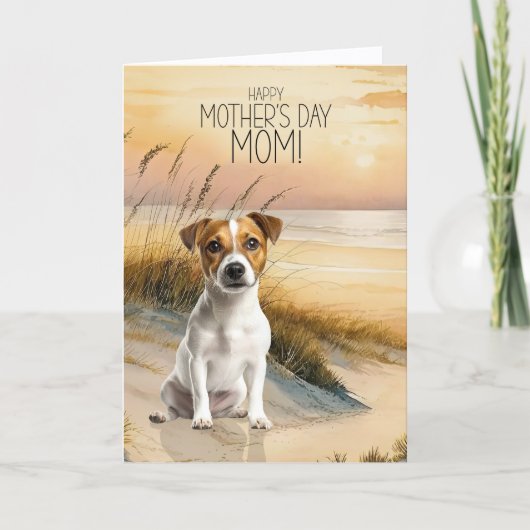 Jack Russell Terrier Dog Sunset Beach Mother's Day Feestdagen Kaart (Voorkant)