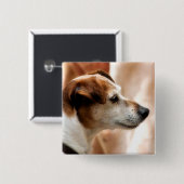 JACK RUSSELL TERRIER DOG VIERKANTE BUTTON 5,1 CM (Voorkant /achterkant)