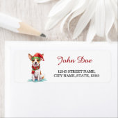 Jack Russell Terrier Elf Hoed Kerst Retour Etiket (Insitu)