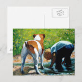 JACK RUSSELL TERRIER EN BOY: KUNST BRIEFKAART (Voorkant / Achterkant)