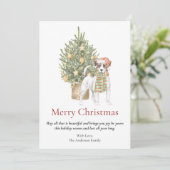 Jack Russell Terrier en kerstboom Pet Dog Feestdagenkaart (Staand voorkant)