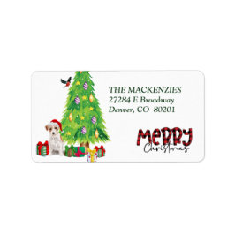 Jack Russell Terrier en kerstboomlabel Etiket