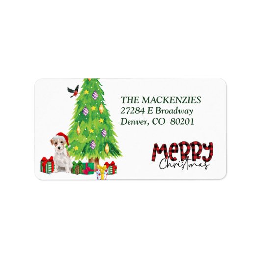 Jack Russell Terrier en kerstboomlabel Etiket (Voorkant)