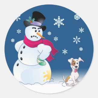 Jack Russell Terrier en Snowman Sticker