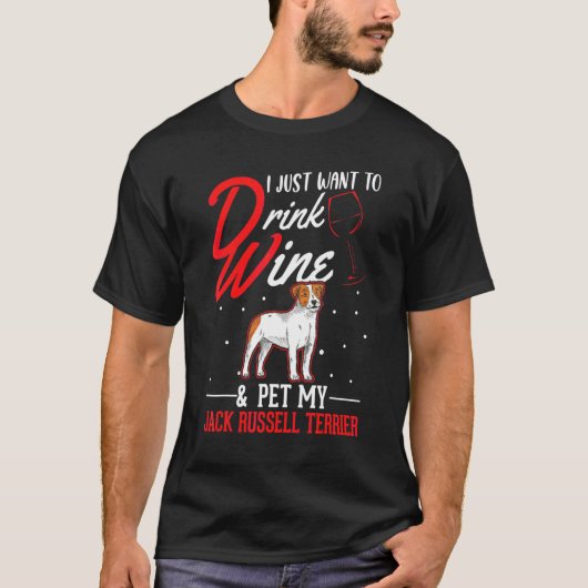 Jack Russell Terrier En Wijn T-shirt (Voorkant)