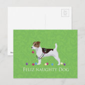 Jack Russell Terrier Feliz Naughty Dog Kerstmis Feestdagenkaart (Voorkant / Achterkant)