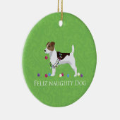 Jack Russell Terrier Feliz Naughty Dog Kerstmis Keramisch Ornament (Rechts)