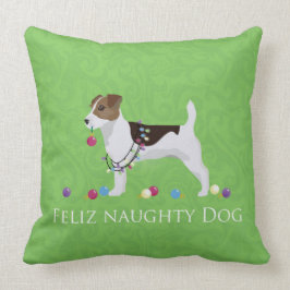 Jack Russell Terrier Feliz Naughty Dog Kerstmis Kussen