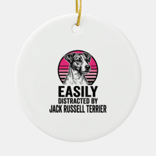 Jack Russell Terrier gemakkelijk afgeleid Vintage Keramisch Ornament