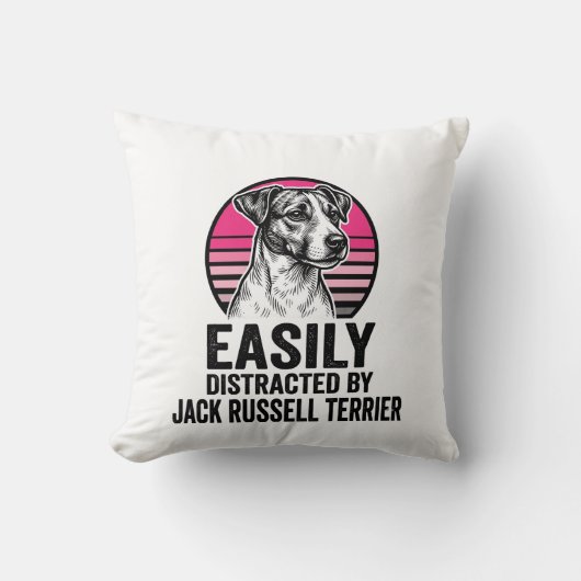 Jack Russell Terrier gemakkelijk afgeleid Vintage  Kussen (Voorkant)