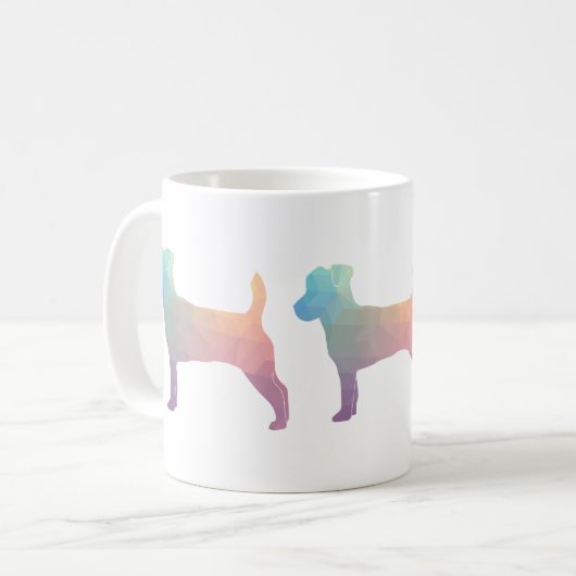 Jack Russell Terrier Geometric Pattern Silhouette Koffiemok (Voorkant links)