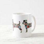 Jack Russell Terrier Geometric Pattern Silhouette Koffiemok (Voorkant rechts)