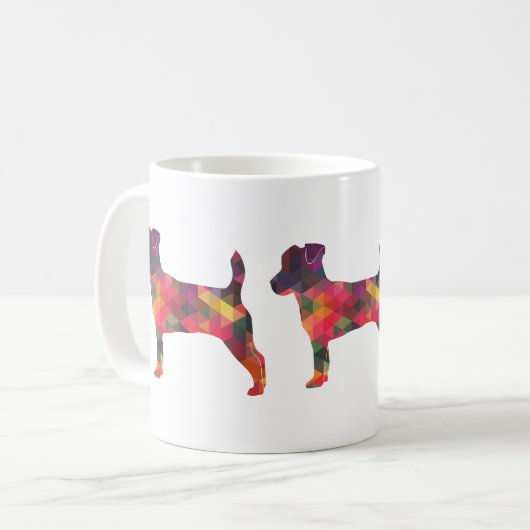 Jack Russell Terrier Geometric Pattern Silhouette Koffiemok (Voorkant links)