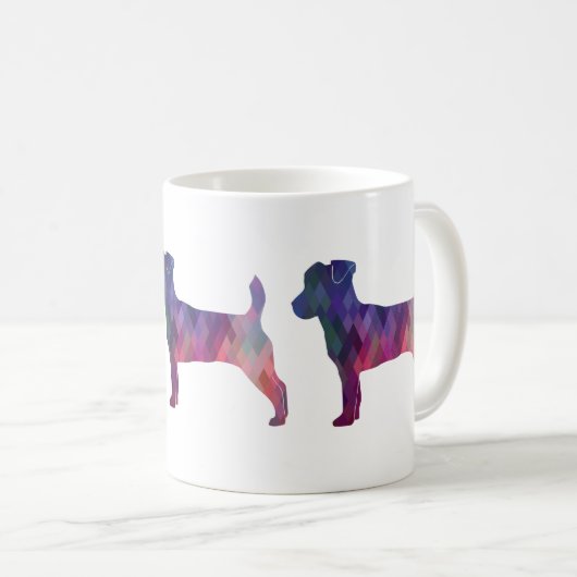 Jack Russell Terrier Geometric Pattern Silhouette Koffiemok (Voorkant rechts)