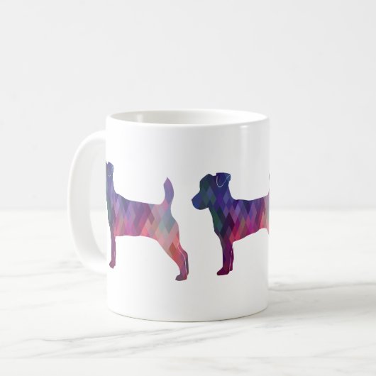 Jack Russell Terrier Geometric Pattern Silhouette Koffiemok (Voorkant links)