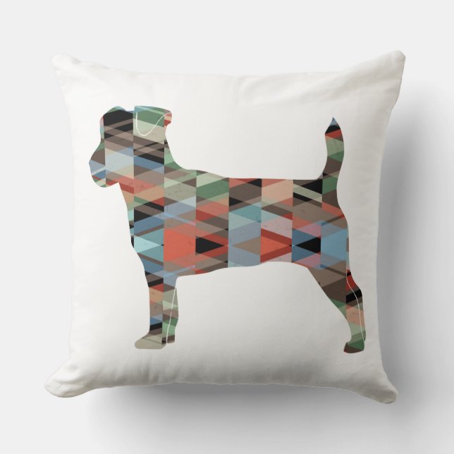 Jack Russell Terrier Geometric Pattern Silhouette Kussen (Voorkant)