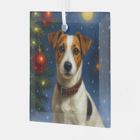 Jack Russell Terrier  Glas Ornament (Voorkant links)