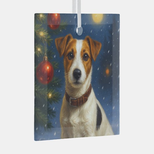 Jack Russell Terrier Glas Ornament (Voorkant Rechts)