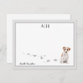 Jack Russell Terrier Gray Border Monogram Notitiekaartje (Voorkant / Achterkant)