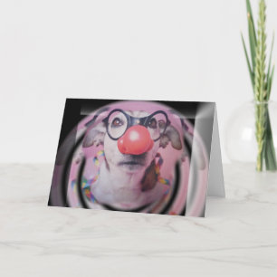 Jack Russell Terrier Happy Birthday Crazy Clown Kaart