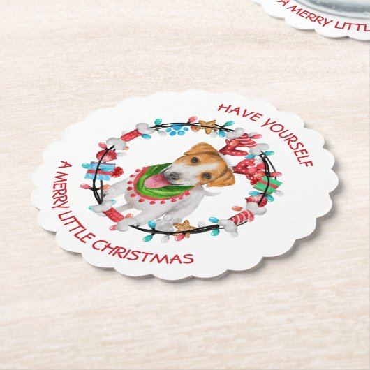 Jack Russell Terrier heeft een prettig kerstfeest Kartonnen Onderzetters (Gekanteld)