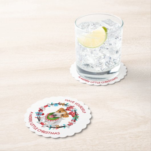 Jack Russell Terrier heeft een prettig kerstfeest Kartonnen Onderzetters (Insitu)