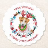 Jack Russell Terrier heeft een prettig kerstfeest Kartonnen Onderzetters (Voorkant)