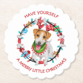 Jack Russell Terrier heeft een prettig kerstfeest Kartonnen Onderzetters