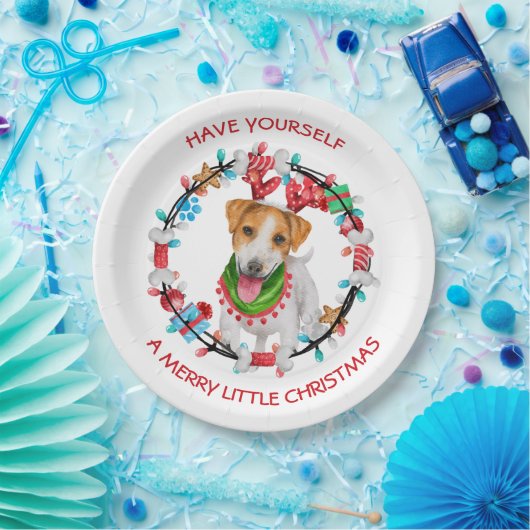 Jack Russell Terrier heeft een prettig kerstfeest Papieren Bordje (Feest)