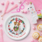 Jack Russell Terrier heeft een prettig kerstfeest Papieren Bordje (Feest)
