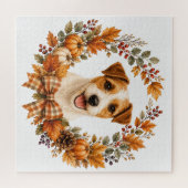 Jack Russell Terrier Herfstkrans Legpuzzel (Horizontaal)