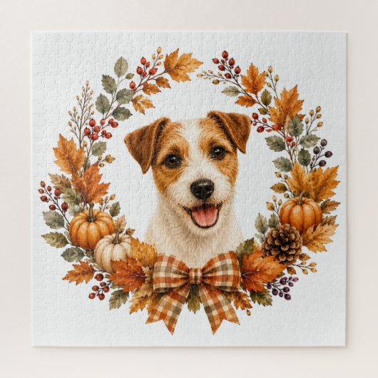 Jack Russell Terrier Herfstkrans Legpuzzel (Verticaal)