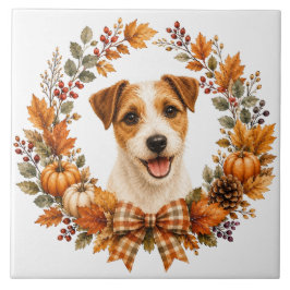 Jack Russell Terrier Herfstkrans Tegeltje